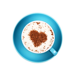 Cup of cappuccino coffee isolated on white