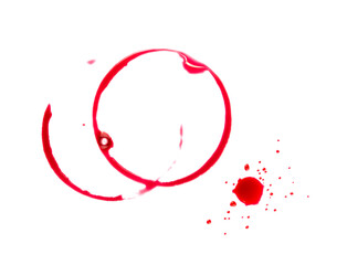 Red wine stain ring isolated on white background