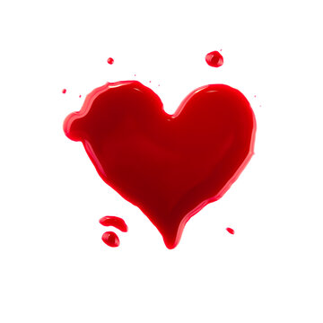 Heart shaped red wine stain over white