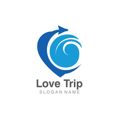Obraz premium Love Trip awesome simple creative airplane logo template design