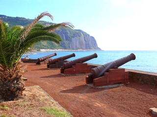 France, Reunion Island, Indian Ocean, city of Saint Denis, cannons on the Barachois