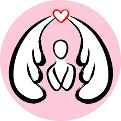 Angel, hugging, mental care, logo,icon,line drawing, vector	