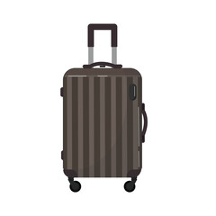 Large travel plastic suitcase. Bag on wheels for business trip, summer vacation, travel.