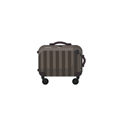 Large travel plastic suitcase. Bag on wheels for business trip, summer vacation, travel.