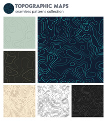 Topographic maps. Beautiful isoline patterns, seamless design. Powerful tileable background. Vector illustration.