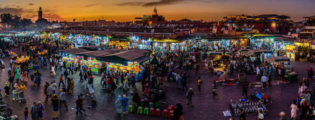 Jemaa el-Fnaa is a square and market place in Marrakesh's medina quarter (old city). It remains the main square of Marrakesh. © Ondrej Bucek