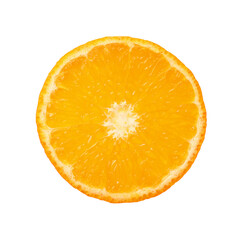 Close up round cut slice of orange over white