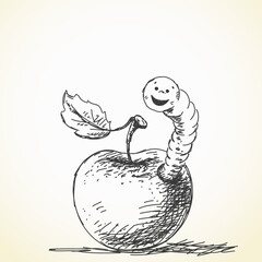 Worm and apple
