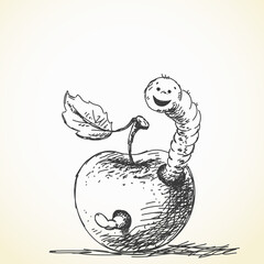 Worm and apple