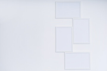 Stylish white mock up with vertical poster on white background