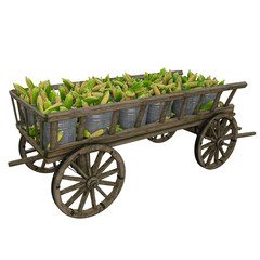 Harvest Corn Wooden Cart