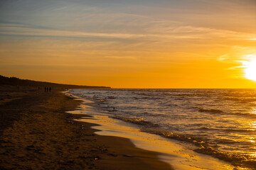 Fototapeta na wymiar A beautiful moment of sunset in Latvia by the Baltic Sea