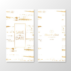 Wedding invitation cards with gold design elements. Vector luxury invite