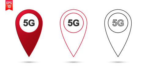 5G internet map pointer icon vector set. Concept pointer.