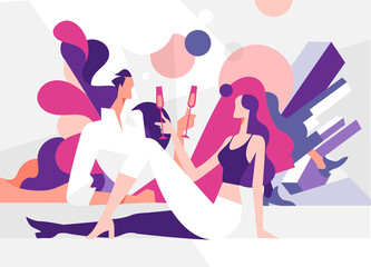 La coppia giovane che fa cin cin 