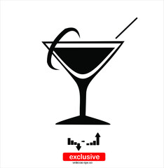 Cocktail Icon.Flat design style vector illustration for graphic and web design.