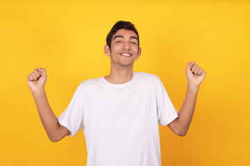 young man teenager casual style isolated on color background