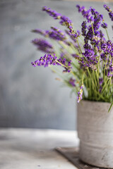 Minimalistic interior decor with lavandula flowers