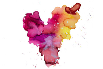 Heart abstract shape. Love concept. wet Color splash. Rainbow.  heart shape, hand drawn icon. decoration. love card. Abstract hand drawn watercolor textured heart shape. san valentin. flow isolated. 