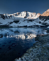 Fototapeta na wymiar Mountain Lake with reflection of the peak