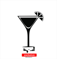 Cocktail Icon.Flat design style vector illustration for graphic and web design.