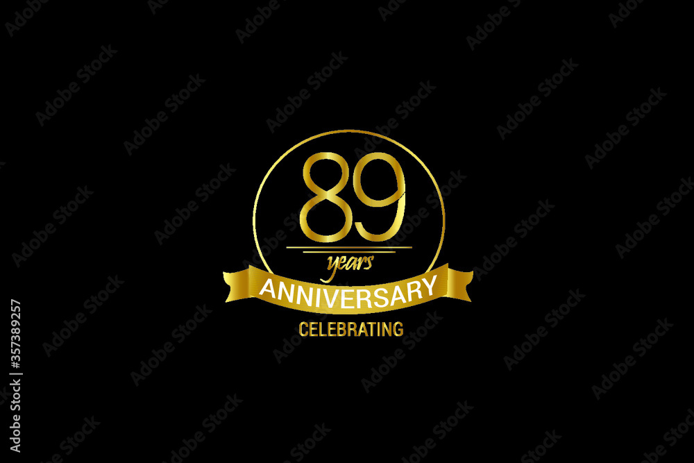 Wall mural 89 year luxury black gold anniversary, minimalist logo years,jubilee, greeting card. birthday invita