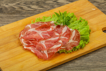 Smoked pork neck slices snack