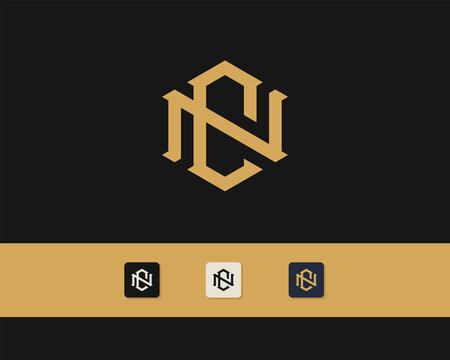 Letters N and C or NC line logo design. Linear minimal stylish emblem. Luxury elegant vector element. Premium business logotype. Graphic alphabet symbol for corporate business identity