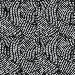 Abstract monochrome hand drawn abstract seamless pattern with wavy lines