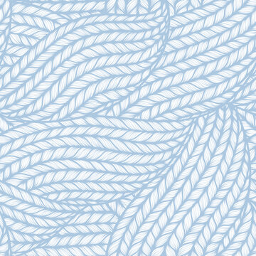 Blue seamless pattern of knitting braids, endless texture, stylized sweater fabric.
