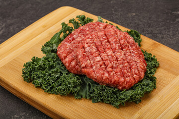 Raw beef burger cutlet for cooking