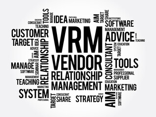 VRM - Vendor Relationship Management word cloud, business concept background