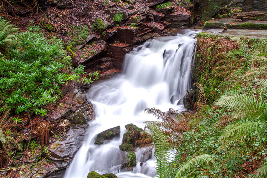 A long exposure shot of the running waters of the River Trevillet at Saint Nectan’s Glen in Cornwall. © Kevin