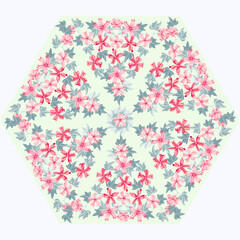 Umbrella print. Malva flower arrangements.