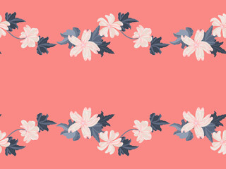 Obraz na płótnie Canvas Vintage border in cute small flowers. Country style millefleurs. Floral seamless background for romantic country wedding, textile, covers, manufacturing, wallpapers, print, gift wrap.