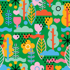 Summer seamless pattern in scandinavian style. Can be used in textile industry, paper, background, scrapbooking.