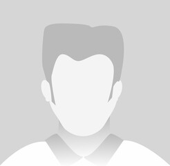 Default male avatar profile icon. Grey photo placeholder