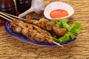 Chicken skin skewer
