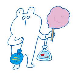 夏祭りを楽しむシロクマ