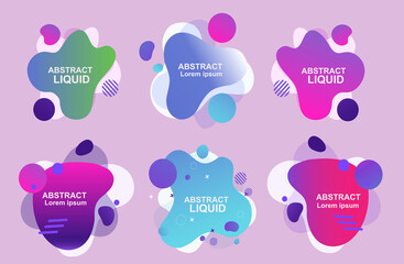 Set of abstract geometric elements. Dynamic liquid background. Gradient abstract banners shapes. Template for the design of a logo, flyer or presentation