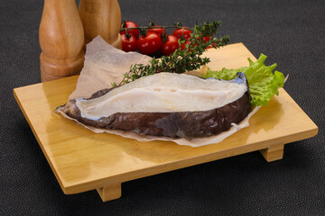 Raw wolffish steak