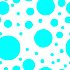 Seamless pattern with blue peas of different sizes on a white background. Suitable for fabric, wrapping paper, wallpaper, bags, clothes, dishes, cases on smartphones and tablets, wallets.