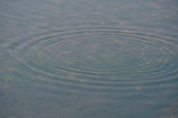 Ripples reflection on blue clean water