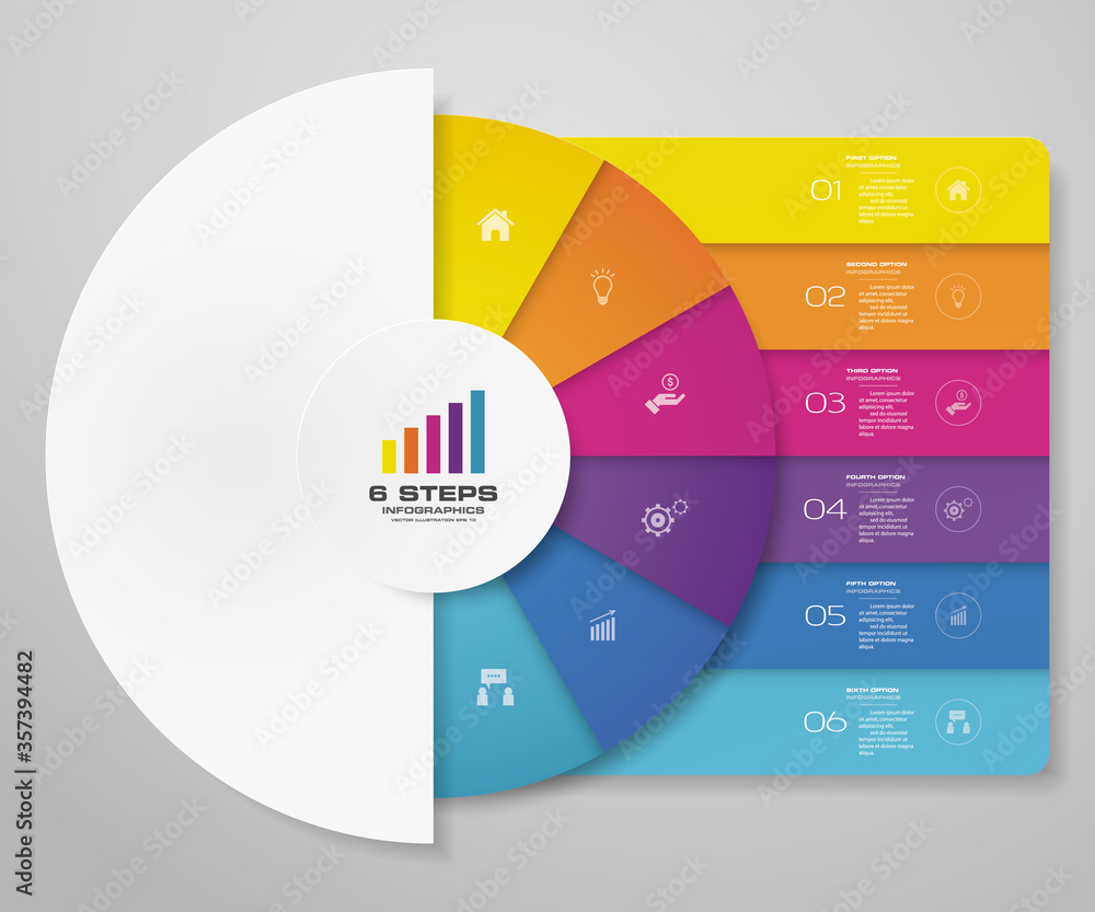 Fototapete 6 steps cycle chart infographics elements for data presentation. eps 10.