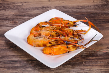 Grilled water prawn in the plate