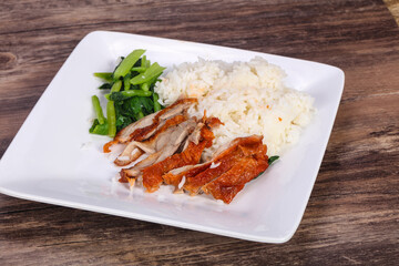 Rice with roasted duck breast