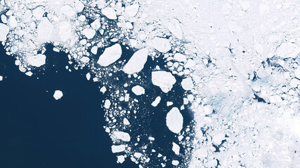 Glaciers et fonte des glaces dans le Nord, image satellite montrant la situation environnementale