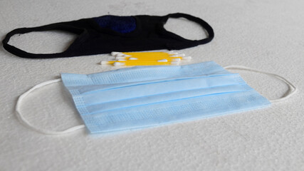 Medical mask isolated on white background, Corona protection ,pollution, virus, flu and Health care and surgical concept.