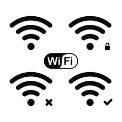 Wi-Fi wireless internet network connection icon set black isolated vector on white background