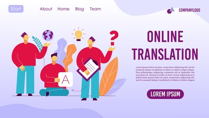 Online translation foreign language interpreter app concept